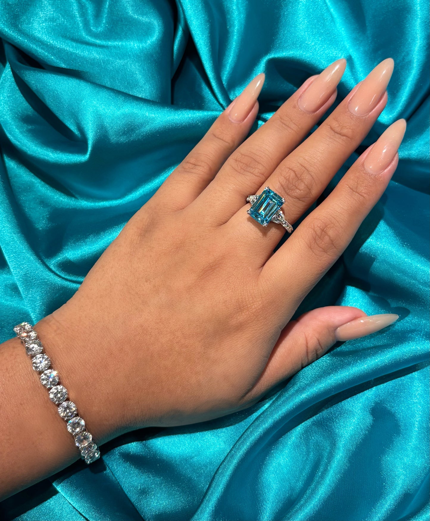 Sea Glass Emerald cut ring