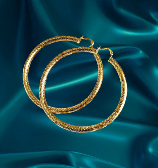 Textured Gold Plated Hoop Earrings