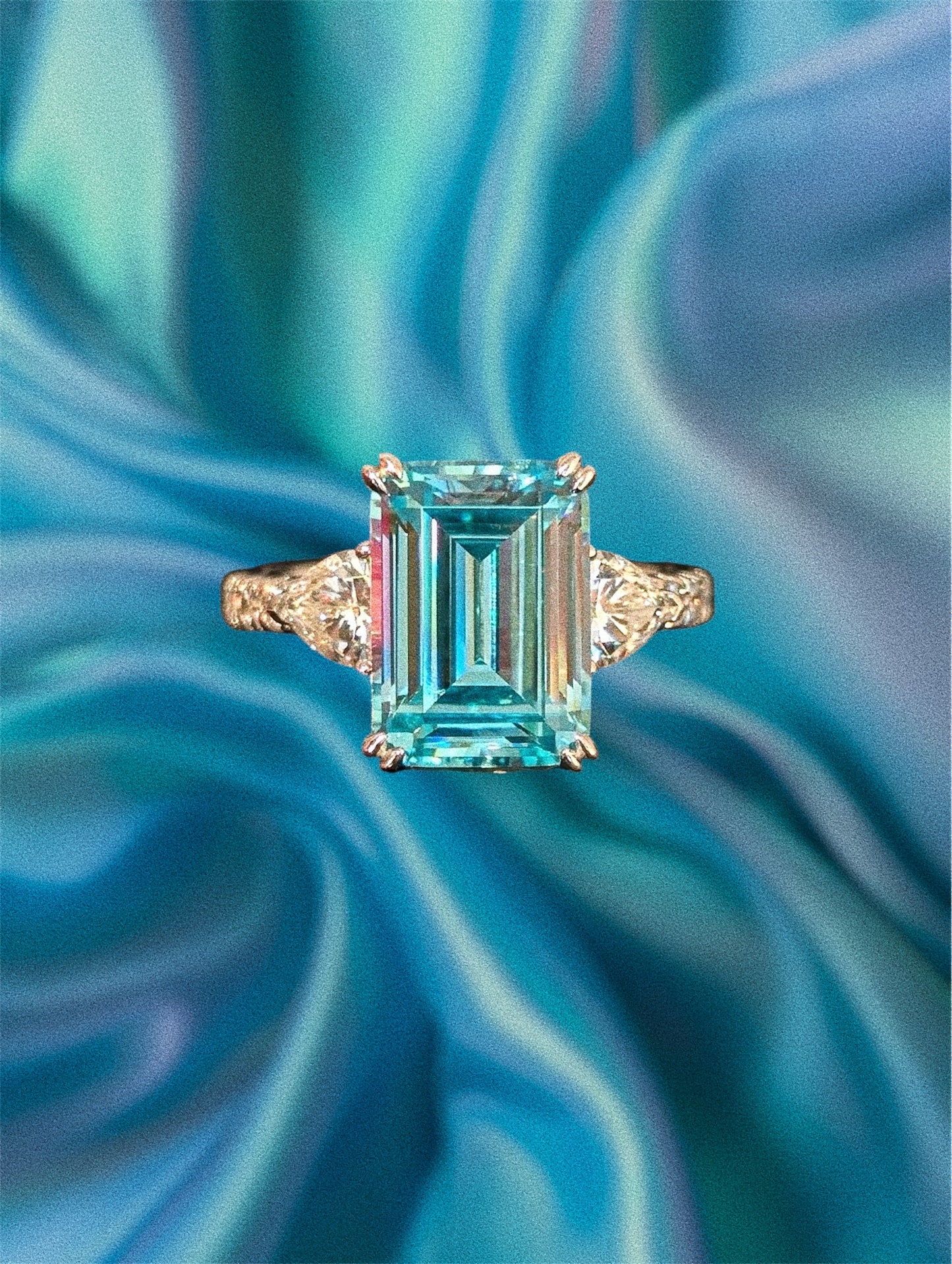 Sea Glass Emerald cut ring